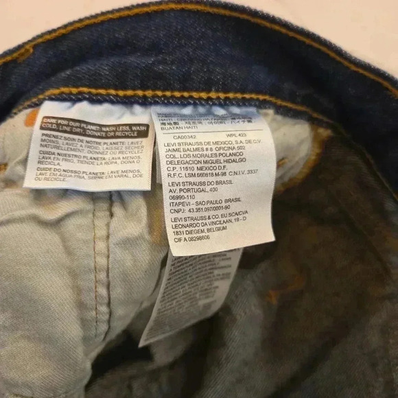 Levis 501 Button Fly Mens Straight Leg Cotton Dark Blue Jeans Size 34 - Picture 9 of 9